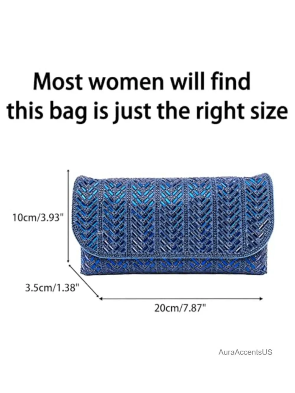 Sparkly Rhinestone Clutch Purse Studded Evening Bag Double Chain